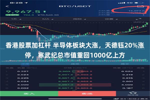 香港股票加杠杆 半导体板块大涨，天德钰20%涨停，寒武纪总市值重回1000亿上方