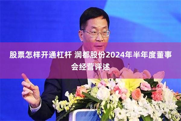 股票怎样开通杠杆 润都股份2024年半年度董事会经营评述